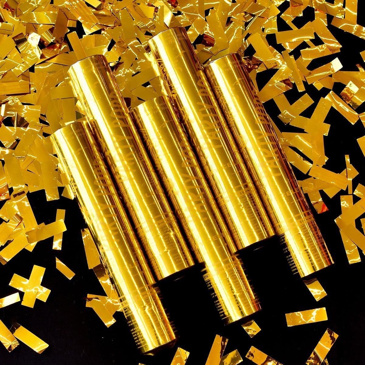ConfettiGo Poppers Antifuego Dorados – Premium y Seguros