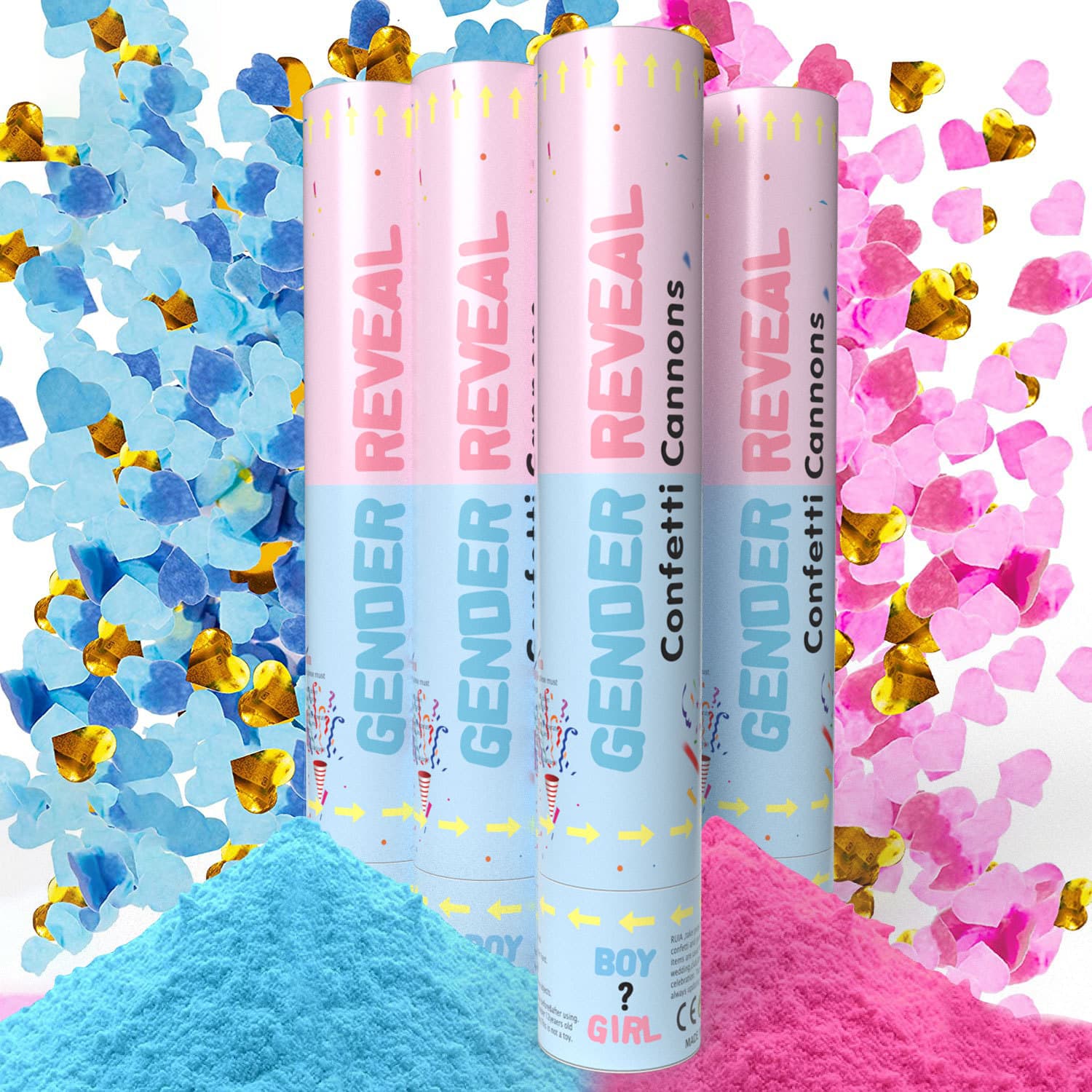 Cañones de Revelación de Género ConfettiGo - Confeti y Polvo Rosa y Azul para Fiestas