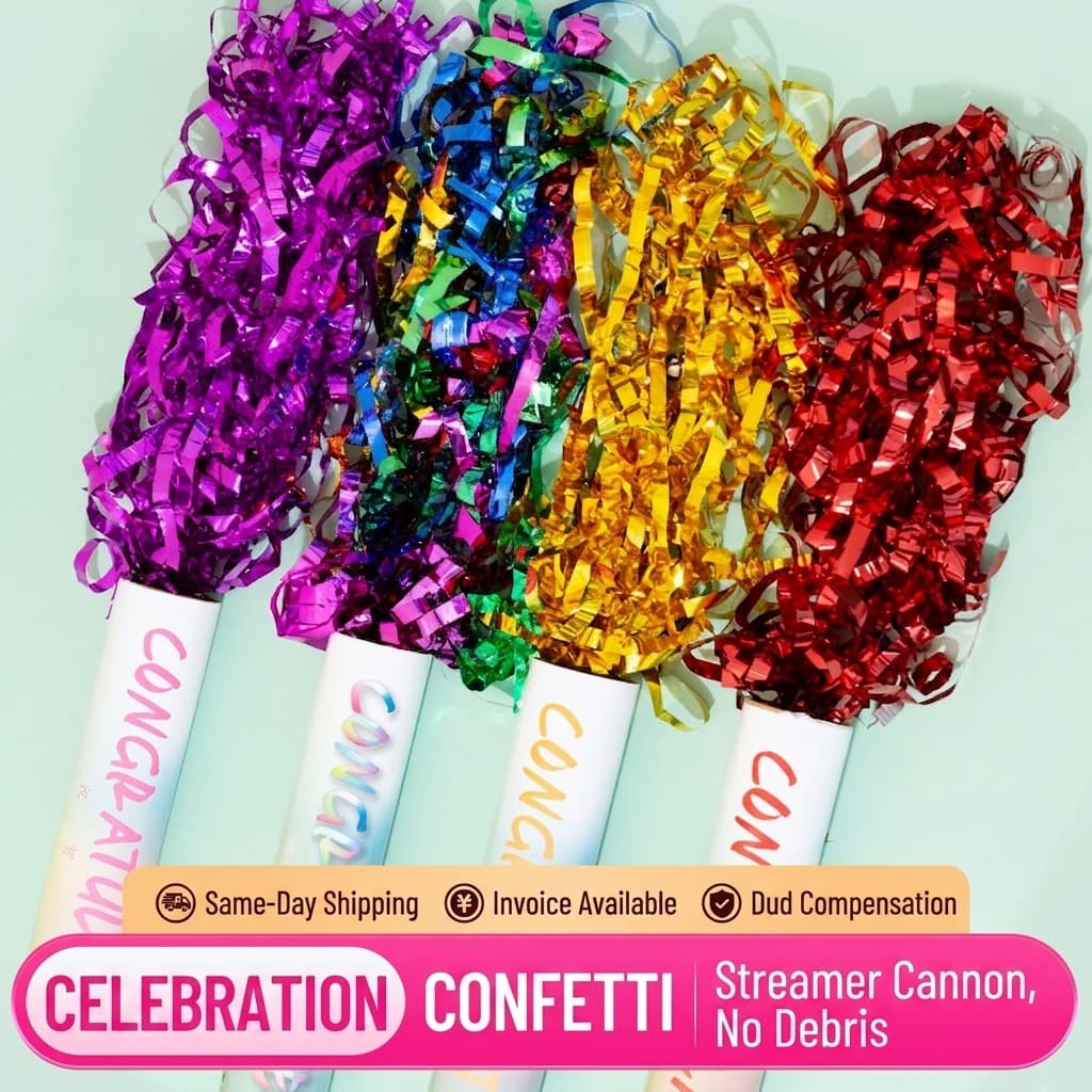 ConfettiGo Canon à Confettis Portatif avec Rubans Métallisés – 28cm
