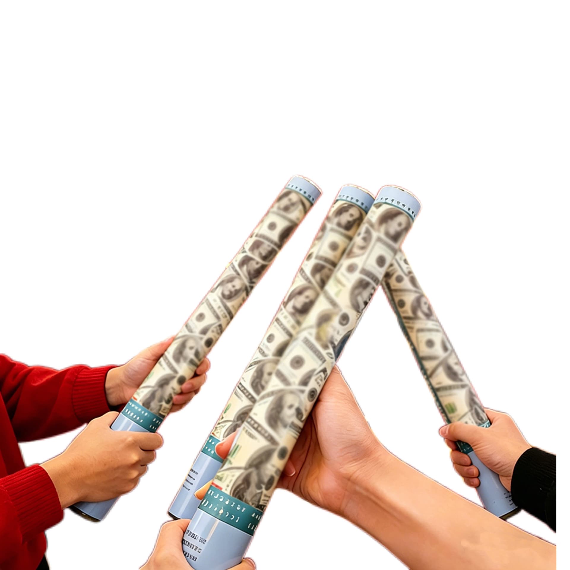 ConfettiGo Wealth Cannon - หลอดฉลองแคนนอนพลังอากาศปลอดภัยพร้อมลายดอลลาร์