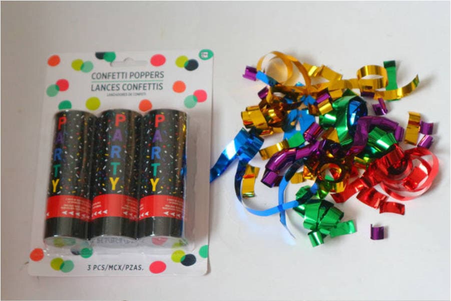 ConfettiGo Colorful Ribbon Confetti Poppers - Handheld Spring Cannons