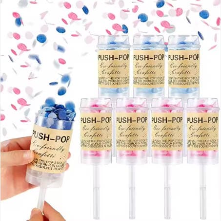 ConfettiGo Confetti Écologique Push-Pop - Décor de Fête Jetable à Montage Rapide