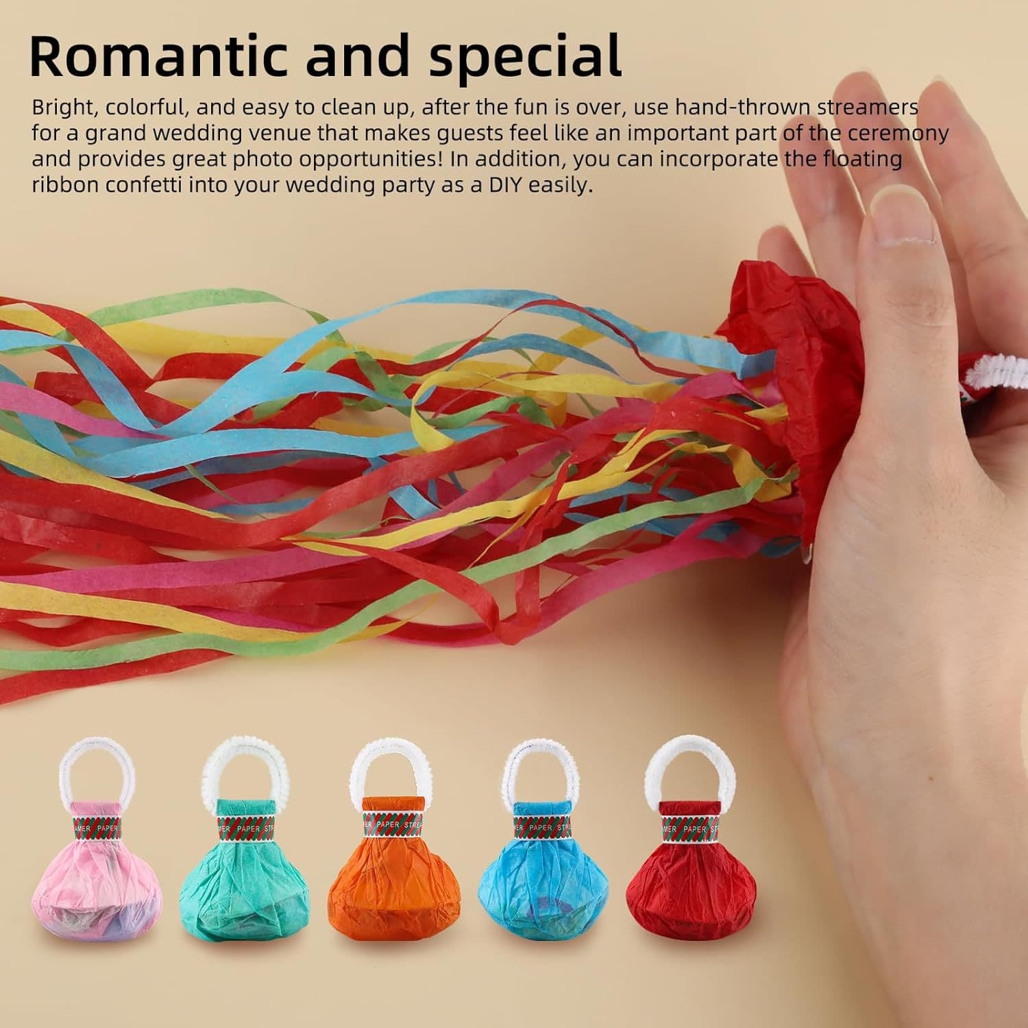 ConfettiGo กระดาษสตรีมเมอร์ขว้างมือ - 30 แพ็ค แบบอัดแน่นดีไซน์ป๊อป